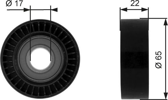 Направляющий (ведущий) ролик приводного поликлинового ремня Gates (полимерный материал). Артикул T36257