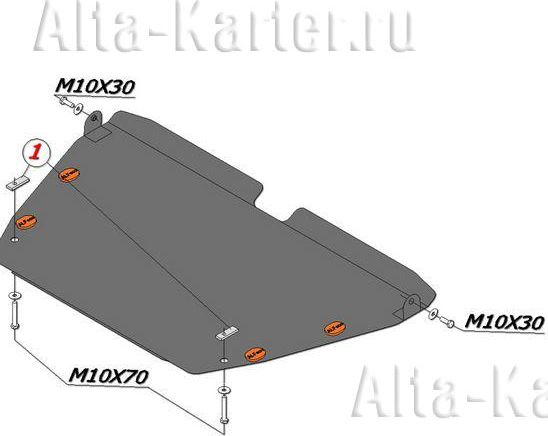 Защита Alfeco для картера и КПП Kia Carens III 2006-2012. Артикул ALF.11.01