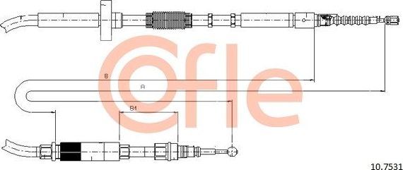Трос ручника (тросик ручного тормоза) Cofle. Артикул 92.10.7531