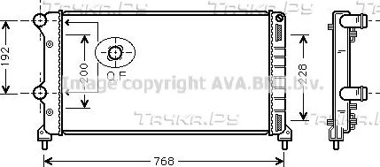 Радиатор охлаждения двигателя AVA для Fiat Doblo I 2001-2015. Артикул FTA2250
