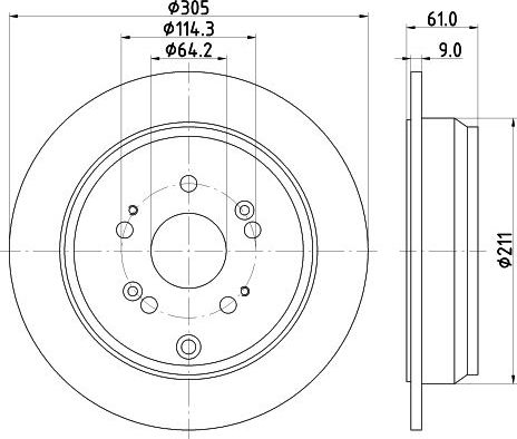 Тормозной диск Nisshinbo задний для Acura RDX II 2012-2014. Артикул ND8036K