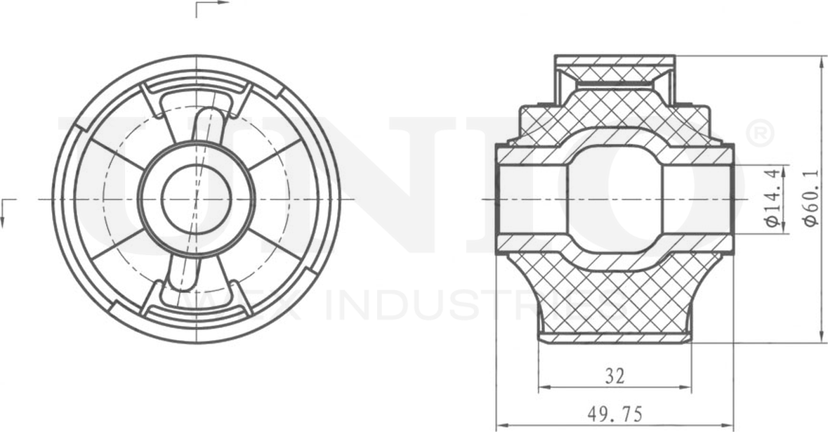 Сайлентблок рычага подвески (Unio). Артикул RMP-20452
