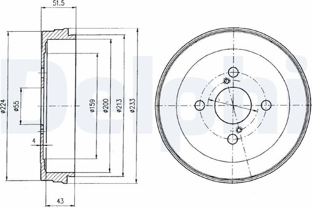 Тормозной барабан Delphi задний для Toyota Raum II 2003-2011. Артикул BF411