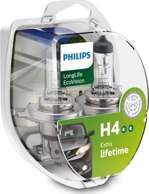H4 12V- 60/55W (P43t) (увелич. срок службы) LongLife EcoVision (2шт) Philips LongLife EcoVision. Артикул 12342LLECOS2