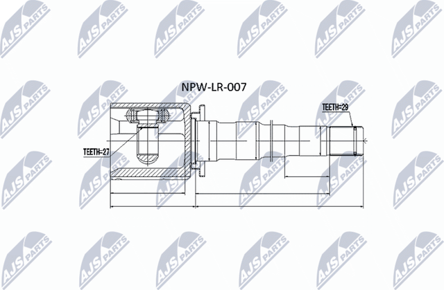 Шрус наружный (граната) NTY передний левый для Land Rover Discovery III 2004-2009. Артикул NPW-LR-007