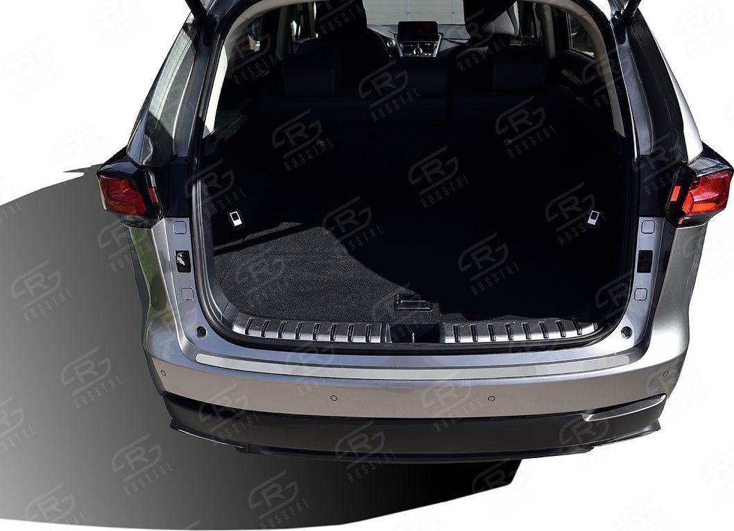 Накладка на задний бампер RusStal для Lexus NX I до рестайлинга 2014-2017 (лист нерж. шлифованный) кроме F-Sport. Артикул LEXNXN-003488