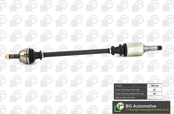 Полуось (привод в сборе, приводной вал) BGA передняя правая для Citroen C15 1984-2005. Артикул DS1405R