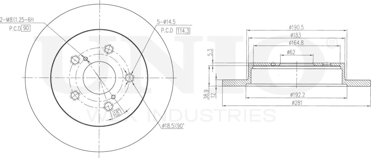 Диск тормозной (Unio). Артикул BRD-20223