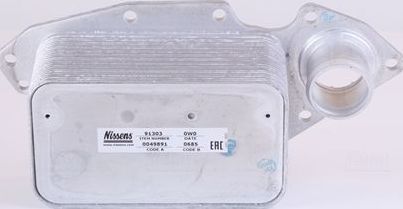 Радиатор масляный (маслоохладитель) для двигателя Nissens (алюминий). Артикул 91303