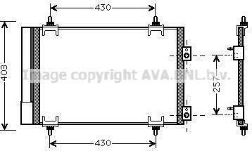 Радиатор кондиционера (конденсатор) AVA (алюминий). Артикул CNA5231D
