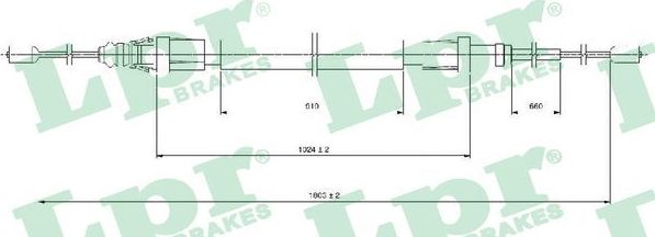 Трос ручника (тросик ручного тормоза) LPR задний правый/левый для Citroen DS3 I 2009-2015. Артикул C1685B