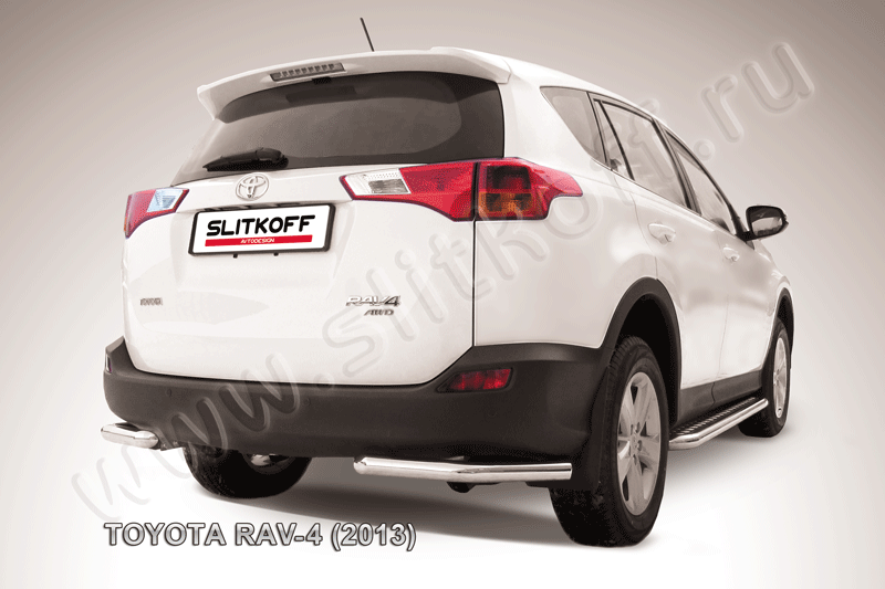 Защита Slitkoff задняя d57 уголки для Toyota RAV4 IV 2013-2015. Артикул TR413-015