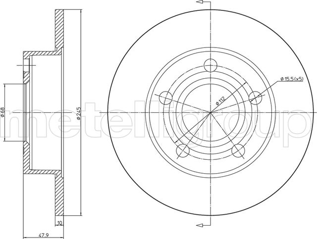 Тормозной диск Metelli задний для Audi A4 I (B5) 1995-2001. Артикул 23-0531C