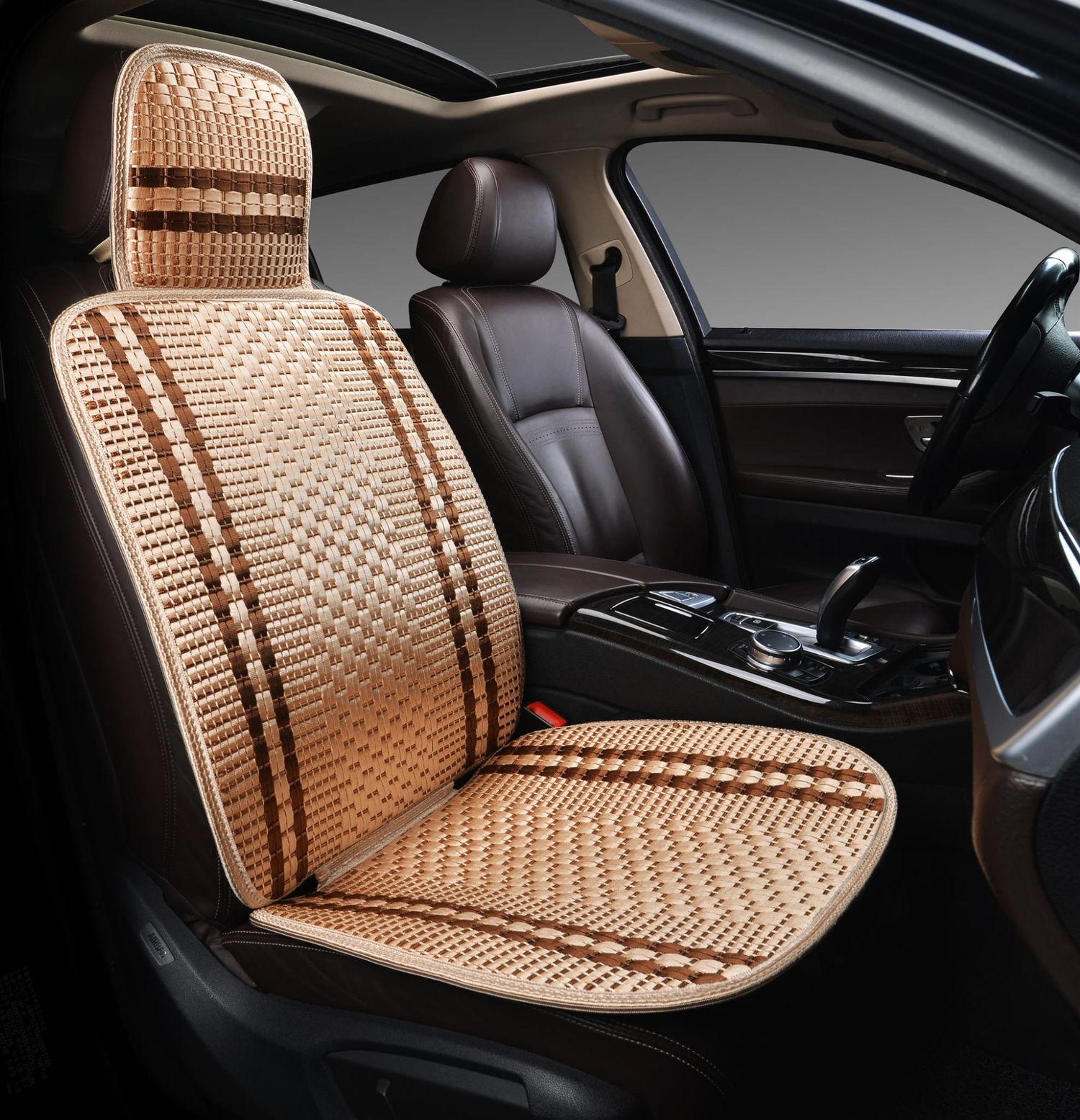 Накидка массажная PSV P2006 плетенный лен (Бежевый/ Коричневая линия). Артикул 132761