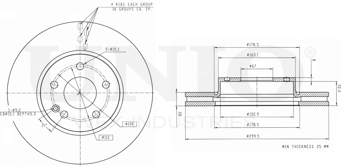 Диск тормозной (Unio). Артикул BRD-20162