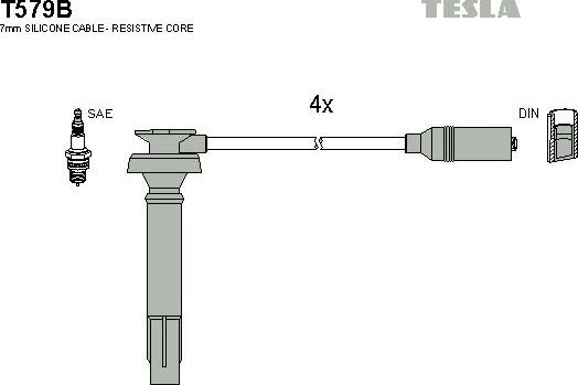 Высоковольтные провода (провода зажигания) (комплект) Tesla для Subaru Outback II 2000-2003. Артикул T579B
