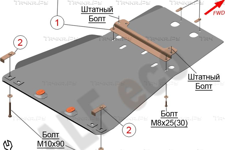 Защита алюминиевая Alfeco для картера и КПП Lexus LX 570 2007-2015. Артикул ALF.12.06al