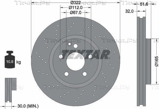 Тормозной диск Textar Pro+ передний для Mercedes-Benz CLS II (C218) 2011-2017. Артикул 92277705