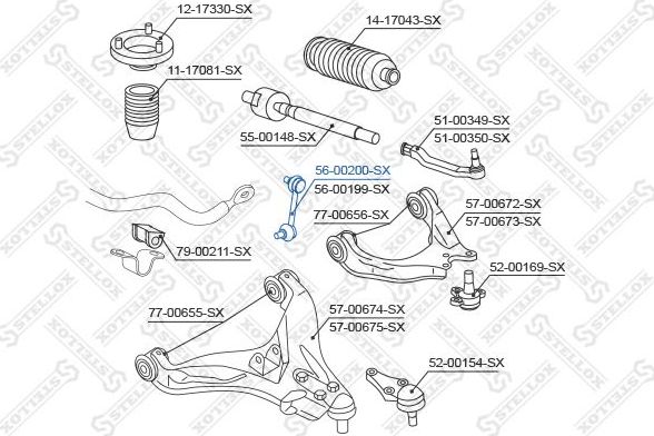 Стойка (тяга) стабилизатора Stellox. Артикул 56-00200-SX