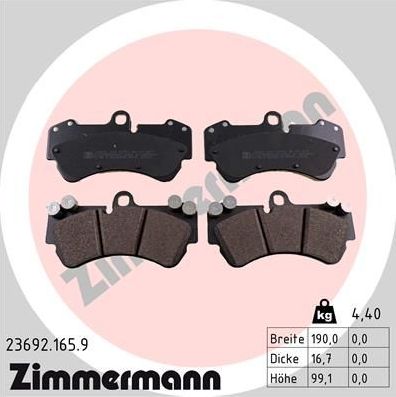 Тормозные колодки Zimmermann pb:z. Артикул 23692.165.9