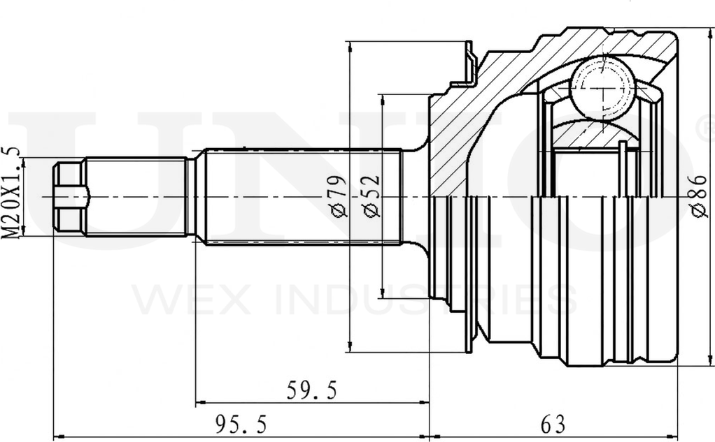ШРУС наружный (Unio). Артикул CVJ-20013