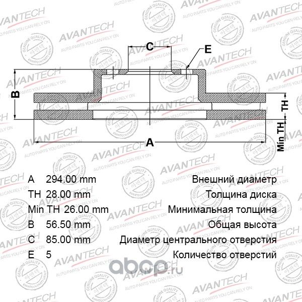 Диск тормозной AVANTECH. Артикул BR1201S
