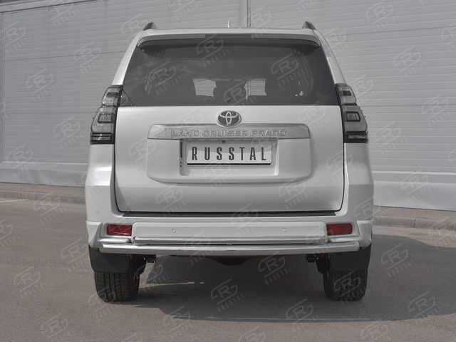 Защита RusStal заднего бампера d63 дуга d42 дуга для Toyota Land Cruiser Prado 150 Style 2019-2020. Артикул LCPZ-003304