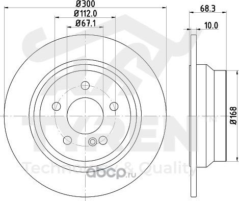 Тормозной диск (Tyren). Артикул TYR1015151