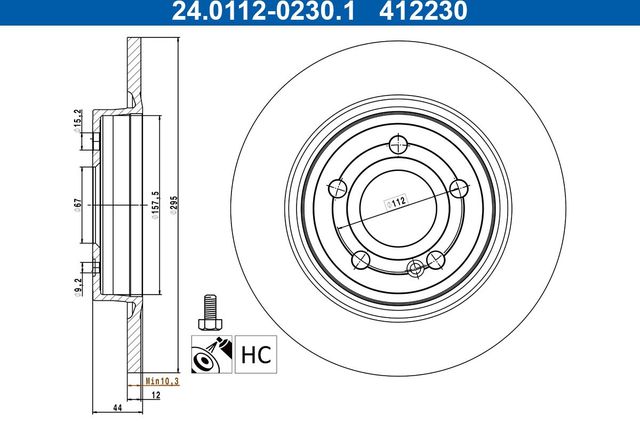 Тормозной диск ATE. Артикул 24.0112-0230.1
