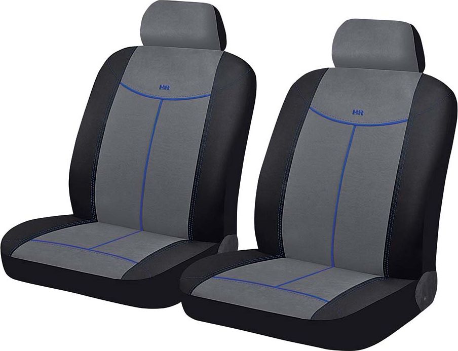 Чехлы универсальные Hadar Rosen Alcantara облегченные на передние сидения авто, цвет Серый/Черный/Синий. Артикул 10551