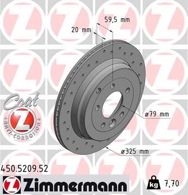 Тормозной диск Zimmermann SPORT Z. Артикул 450.5209.52