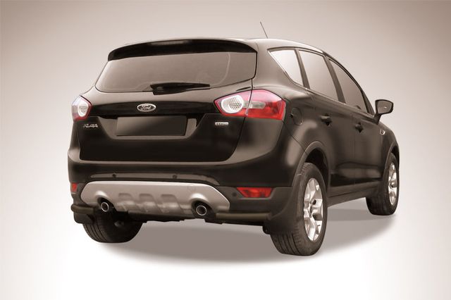 Защита Slitkoff задняя d57 уголки ЧЕРНАЯ матовая для Ford Kuga I 2008-2012. Артикул FKG013B