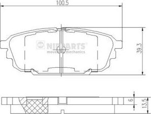 Тормозные колодки Nipparts задние для Mazda 626 V (GF) 1998-2002. Артикул J3613017