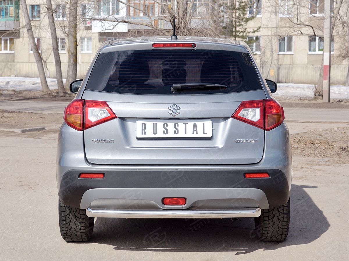 Защита "RusStal" заднего бампера d63 (дуга) для Suzuk Vitara IV 2015-2026. Артикул SVZ-002646