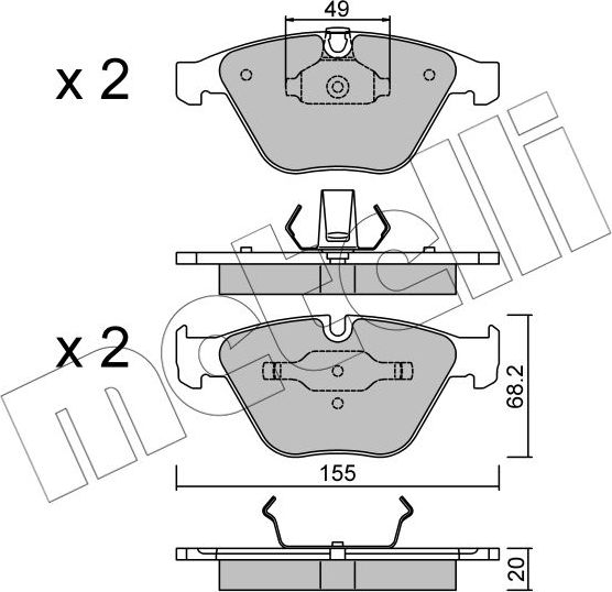 Тормозные колодки Metelli передние для BMW 7 IV (E65/E66) 2001-2008. Артикул 22-0558-0