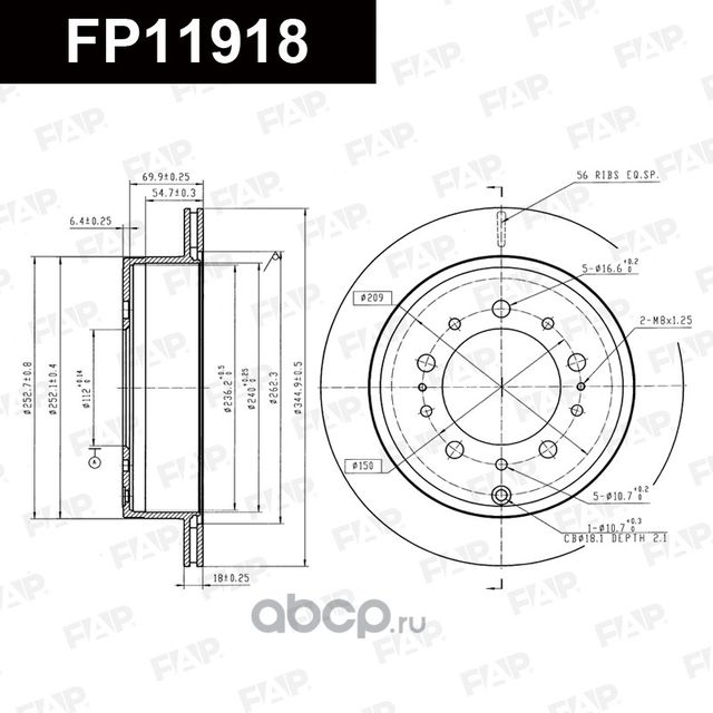 ТОРМОЗНОЙ ДИСК (FAP). Артикул FP11918