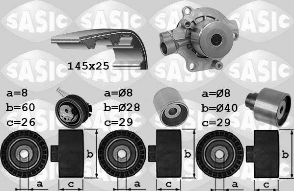 Помпа (водяной насос) с комплектом ремня ГРМ Sasic. Артикул 3906111