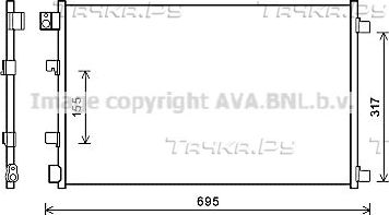 Радиатор кондиционера (конденсатор) AVA (алюминий). Артикул DNA5281