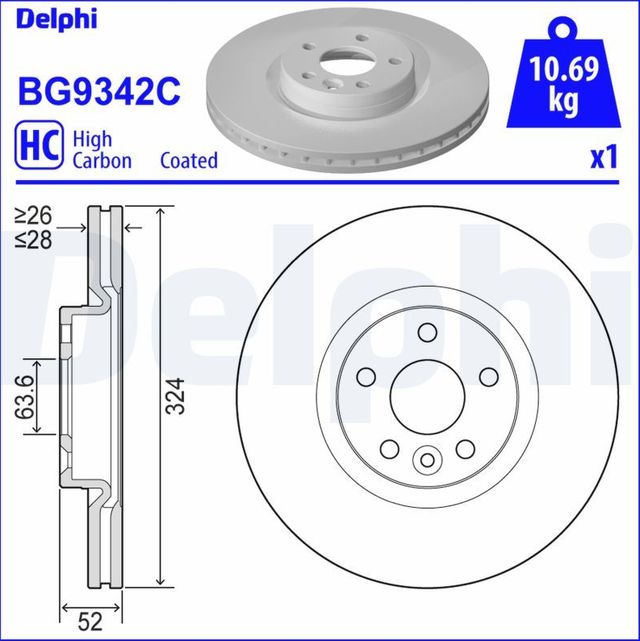 Тормозной диск Delphi. Артикул BG9342C