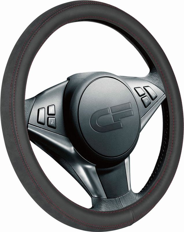 Оплётка на руль CarFashion Flip (размер M, экокожа, цвет ЧЕРНЫЙ/ЧЕРНЫЙ/КРАСНЫЙ). Артикул 31318