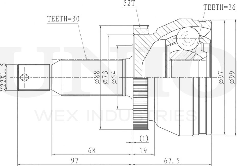 ШРУС наружный (Unio). Артикул CVJ-20075