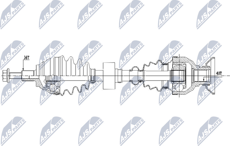 Полуось (привод в сборе, приводной вал) NTY. Артикул NPW-VW-157