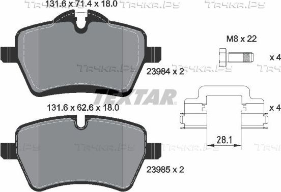 Тормозные колодки Textar Q+ передние для MINI Clubman I (R55) 2007-2014. Артикул 2398404