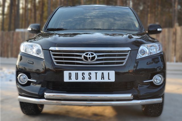 Защита RusStal переднего бампера d63 (секции) d63 (дуга) для Toyota RAV4 III (обычная база) 2010-2012. Артикул TRZ-100505