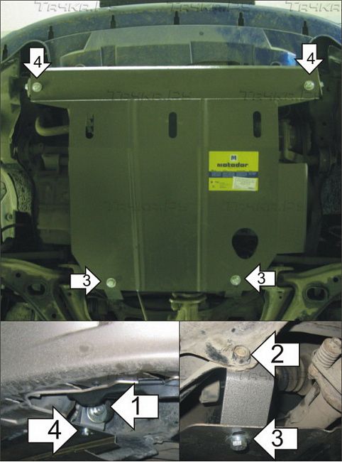 Защита Мотодор для двигателя, КПП Honda Civic VI 1995-2000. Артикул 00802
