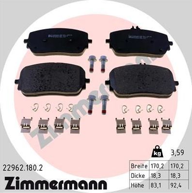 Тормозные колодки Zimmermann. Артикул 22962.180.2