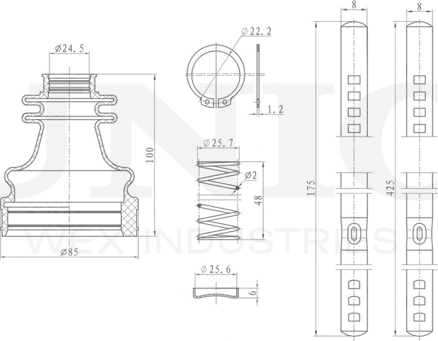 Пыльник ШРУС, комплект (Unio). Артикул DUC-30100K