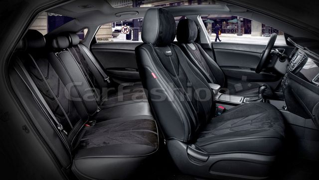 Комплект универсальных каркасных чехлов CarFashion 5D Start Plus на сидения авто, цвет Черный/Черный/Черный. Артикул 22135