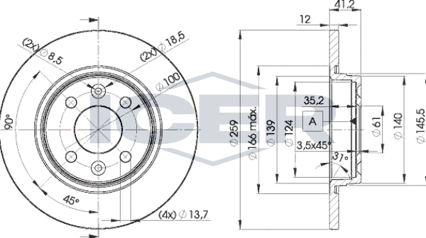 Тормозной диск Icer. Артикул 78BD4707-2