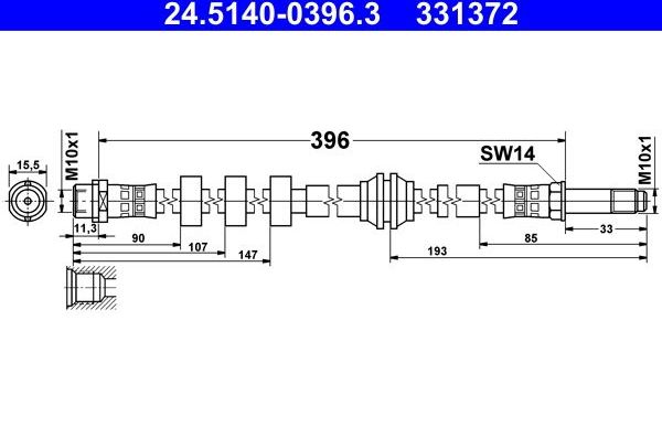 Тормозной шланг ATE. Артикул 24.5140-0396.3